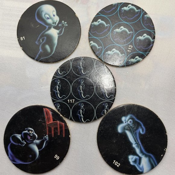 Vintage Game Pog Classics Milk Cap Milkcap Marker Casper Ghost Lot Of 5 - Picture 10 of 12